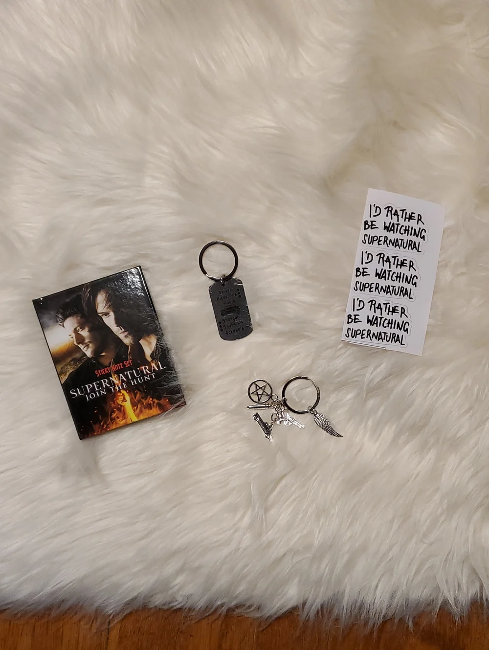 'I'd Rather Be Watching Supernatural' Sticker And Keychain Bundle